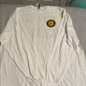Gildan White Long Sleeve Tee with Yellow Graphic